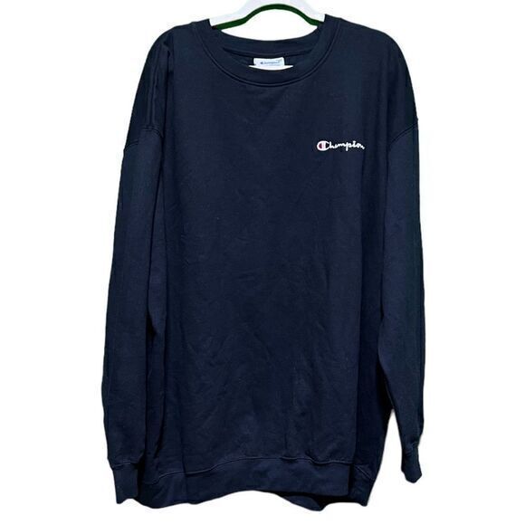 Champion 3XL‎ Crewneck Signature Logo Fleece Sweatshirt Black - Picture 1 of 4